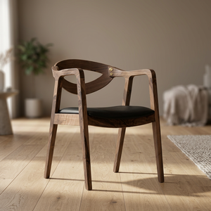 Fauteuil de salle à manger en noyer massif avec rembourrage confortable en microfibre, mobilier de salle à manger moderne en bois - Product Image 3