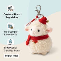 Porte-clés personnalisé en peluche, mouton du Nouvel An, pendentif animal en peluche doux, mini breloque de sac en peluche, porte-clés personnalisé avec personnage de dessin animé
