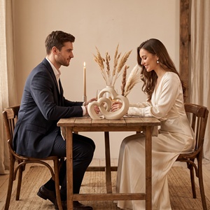 Set di Vasi in Ceramica a Forma di <span class=keywords><strong>Cuore</strong></span> in Stile Nordico Boho, <span class=keywords><strong>Vaso</strong></span> Cremisi Estetico, <span class=keywords><strong>Vaso</strong></span> Decorativo Moderno Wabi-sabi per Mensole e Tavoli - Product Image 6