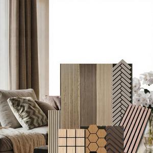 Panneau acoustique à lattes en bois MDF en polyester de conception moderne pour appartement, maison, hôtel, absorption acoustique hautement efficace - Product Image 1