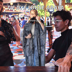 Abayas à manches longues, devant ouvert, en polyester antistatique, kaftan turc, jilbabs arabes, robes maxi, hijab, femmes du Moyen-Orient, à nouer - Product Image 2