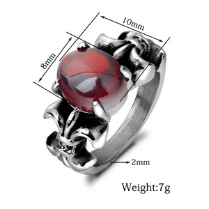 Bague en argent sterling 925 en forme de fleur avec pierre rouge, bijoux pour femmes, cadeau - Product Image 5