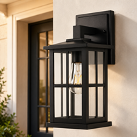 Lanterne murale extérieure en aluminium noir mat avec diffuseur en polycarbonate, angle de faisceau 360°, CRI 95 élevé, garantie 2 ans pour jardin et façade