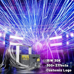 Al Aire Libre cielo profesional IP65 <span class=keywords><strong>15</strong></span> vatios 30kpps animación a todo color iluminación de escenario proyector de luz láser - Product Image 1