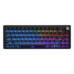 Keyboard nirkabel aluminium CNC, Keyboard mekanik mini hitam/perak/merah muda dengan tombol 65%