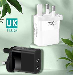 Cargador de Teléfono Móvil de 30W 2PD+tipo-c con Cabezal de Carga Dual PD para Reino Unido, Estados Unidos y Europa, para Carga Rápida de Móviles - Product Image 1
