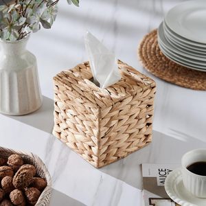 Eco-Friendly Water Hyacinth <b>Desktop</b> <b>Organizer</b> Storage Basket <b>for</b> Napkins Tissue Boxes <b>for</b> Kitchen Use - Product Image 4