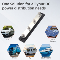 Barre de distribution de courant élevé 250A, 12-48V, 4 bornes M8, en cuivre, pour applications solaires, VR et marines