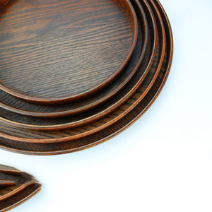 Grandes assiettes rondes en bois légères et faciles à nettoyer, pour les plats et les collations, offre spéciale - Product Image 5