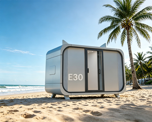 Maison conteneur préfabriquée en structure acier, modèle Apple Cabin, bureau modulaire moderne en kit, pour extérieur et <span class=keywords><strong>jardin</strong></span>, modèle E30 - Product Image 1