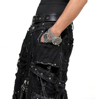 Nouveau Jean Homme en Coton de Fabricant, Coupe Droite Déchirée, Décoration Boutons, Lavage Effet Usé, Style Patchwork, Jambe Large