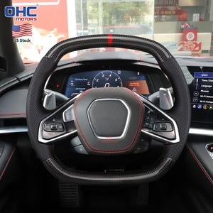 Volant en fibre de carbone véritable pour Chevrolet <span class=keywords><strong>Corvette</strong></span> C8 Z06 Z51 2020-2026, rayures rouges, non chauffant, expédié depuis l'entrepôt américain - Product Image 1