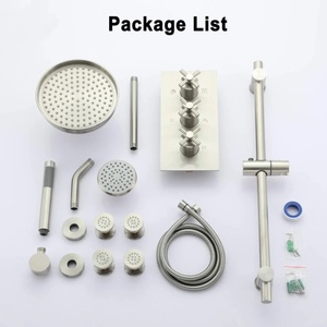 Cross-border 8-inch Concealed Lifting Rod Handheld <b>Shower</b> Dual <b>Shower</b> Head Zinc Nozzle <b>System</b> Top Spray Chrome Hotel Use BXW-017 - Product Image 1