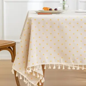 Yellow Chessboard Decorative Table Cloth Cotton Linen Tablecloth Dining Table Cover For Kitchen Home Decor