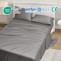 Lot de 4 draps en fibre de bambou 100 % biologique, 300 fils, écologiques, respirants, toutes saisons, OEM pour marques de literie domestique