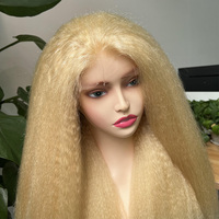 Pelucas de Cabello Humano Rubio Natural al por Mayor con Cierre, Cabello Vietnamita 613 Yaki Liso Rizado, Peluca con Cierre de Encaje HD 4x4