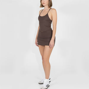 Desain baru musim panas kupu-kupu lembut ringan Yoga kebugaran olahraga aktif tali tipis Tank Top 2 potong tenis A-line Set rok Mini - Product Image 2