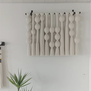 Art mural en macramé neutre fait à la main, boule tressée en macramé ivoire, sculpture <span class=keywords><strong>murale</strong></span> en macramé <span class=keywords><strong>pour</strong></span> chambre à coucher minimaliste et confortable - Product Image 5