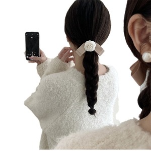 French classic retro elegant camellia <b>bow</b> hair <b>clip</b> for women, stylish and sophisticated side hair accessory. - Product Image 5
