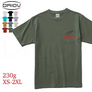 새로운 포켓 티 셔츠 230gsm 코튼 크루넥 커스텀 로고 티셔츠 남성용 도매 더블 포켓 T 셔츠