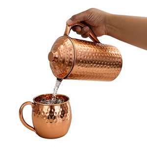 Classic Hammered Copper Water Pitcher 1.7L Eco-Friendly Handmade Durable Metal Jug for Drinks Wedding Party Serving - Product Image 2