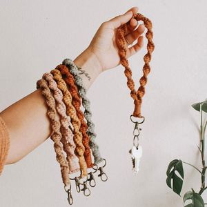 Rope Braided Colorful Macrame <b>Tassel</b> Wristlet Keychain Craft Accessories Handmade Boho Cotton <b>Key</b> Chain Macrame Wrist Keychains - Product Image 1
