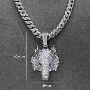 VANFI Bijoux personnalisés pour hommes Style Hip Hop Pendentif en laiton et argent sterling 925 Zircon de glace Cadeau en forme de pierre de diamant Moissanite
