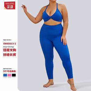 Ensemble de yoga Disko Sport Plus Size bleu, leggings taille haute dos nu, 2 pièces, vêtements de sport pour femmes, tenue de fitness TZ8013 - Product Image 5