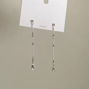 Pendientes Largos de Plata de Alta Gama con Borlas, Regalo para Mujer, Accesorios de Oreja para Boda, Fiesta, Pendientes de Aro de Moda - Product Image 2