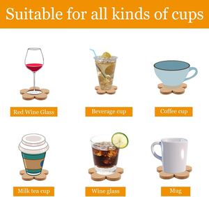 Posavasos de Corcho con Diseño Floral Personalizado, Absorbentes, Reutilizables, Antideslizantes, Resistentes al Calor, 100% Corcho Natural, 4 Pulgadas, Estilo Rústico - Product Image 4