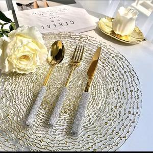 Assiettes de présentation de luxe en <span class=keywords><strong>verre</strong></span> de 13 pouces, motif galaxie nuit étoilée, multicolores, rondes, pour mariages, fêtes et banquets - Product Image 3