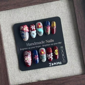 <span class=keywords><strong>Faux</strong></span> ongles à presser faits main, style classique chinois, peints à la main, motif fleur de thé <span class=keywords><strong>blanc</strong></span> <span class=keywords><strong>jasmin</strong></span>, élégants et raffinés - Product Image 5