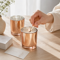 Vases à bougies en verre électroplaqué avec couvercle métallique de luxe, pots à bougies vides multicolores pour la décoration et les parfums d'intérieur