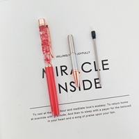 Stylo à bille en métal avec 18 petites fleurs séchées, pour logo, créatif, DIY, à effet flottant, vente en gros d'usine