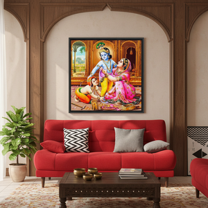 Printed Canvas: Elegant Indian Woman Wall Art, Modern Decor,<b>BLACK</b> <b>FRAMED</b> CANVAS - Product Image 3