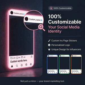 Miroir de maquillage éclairé par LED Kidoir, design smartphone, interface Instagram personnalisée, table de maquillage pour chambre à coucher, vente en gros OEM - Product Image 2