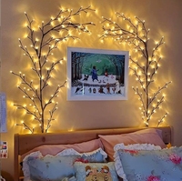 Guirlande lumineuse LED en rotin, autocollants muraux Saint-Valentin, lumières d'ambiance colorées pour intérieur et extérieur, alimentées par USB, décoration de maison pour les fêtes