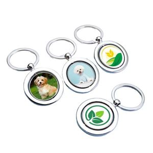 <b>Custom</b> UV Printing Double-sided Rotating Zinc Alloy Keychain School Badge Corporate Culture Blank Pendant Metal Keyring - Product Image 2