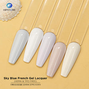 Esmalte de Gel Francés Azul Cielo SIN HEMA ni TPO, Esmalte de Gel Francés Blanco, Esmalte de Gel Estilo Francés con Luz UV, Marca Privada - Product Image 1