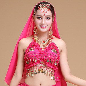 Jh649 Ensemble de costumes de danse du ventre indienne pour femmes <span class=keywords><strong>Bollywood</strong></span> Stage Performance Chiffon Top Dress Belt Belly Dance - Product Image 2