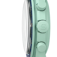 Montre Chronographe à Quartz en Biocéramique, Boîtier Rond, Bracelet Tressé, Phase de Lune, Analogique, pour Affaires et Sport