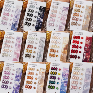 Lot de 5 <span class=keywords><strong>vernis</strong></span> à ongles gel <span class=keywords><strong>semi</strong></span>-permanents effet œil de chat cristallin, magnétiques et scintillants, UV LED, à retirer par trempage, avec présentoir - Product Image 1