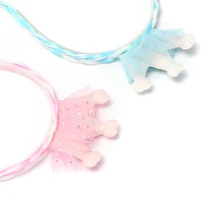 Glitter Sequins Bowknot Hair Braid Hairband Crown And Bow Hairhoop Accessories Princess Braid Wig Cute Kids Headbands