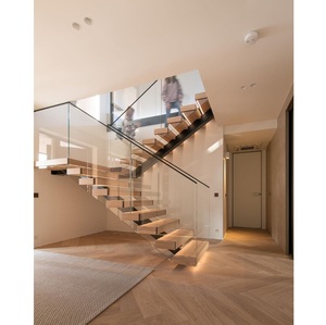 Escalier en métal construction escalier en bois en acier avec palier - Product Image 1