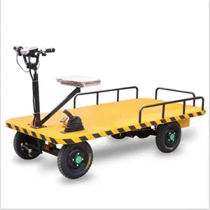 Easy to operate and guardrail can be customized electric cart trolley with handbrake and foot brake for pulling cargo
