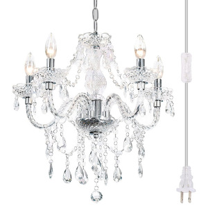 Lámpara de araña de cristal con 5 luces E27, cuerpo redondo blanco, control por interruptor, para cocina, dormitorio, sala de estar, comedor - Product Image 5