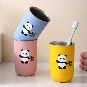 Gobelet à eau en acier inoxydable 304 à motif ondulé, design cartoon de haute qualité, anti-chute, pour enfants, pour l'eau et la brosse à dents - Product Image 2