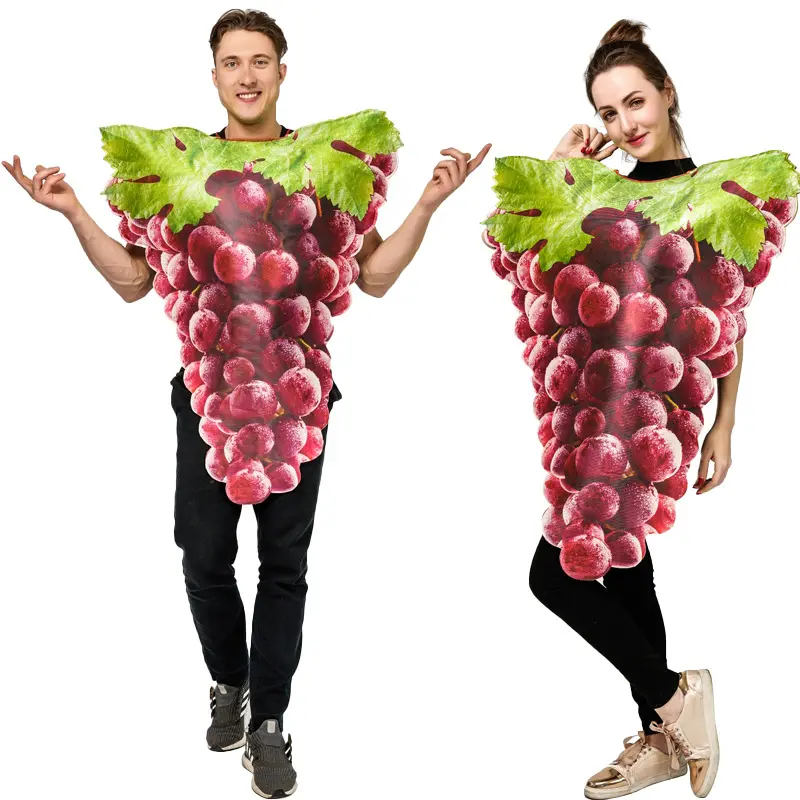 Alimentos Papel Uva Cosplay Frutas Roxo Esponja Top Traje para Adulto Festa Halloween Carnaval Uva Frutas