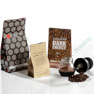 Tùy chỉnh in đáy phẳng đứng lên túi dây kéo cà phê có thể tái sử dụng lá có thể đóng lại bao bì thực phẩm bên miếng vải hình tam giác tin Tie van Túi - Product Image 6