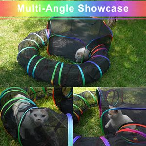 Pop up ngoài trời cầu vồng mèo thùng sân chơi bên ngoài di động mèo Lều vòng tròn playpen đường hầm cho Kitty và động vật nhỏ - Product Image 2